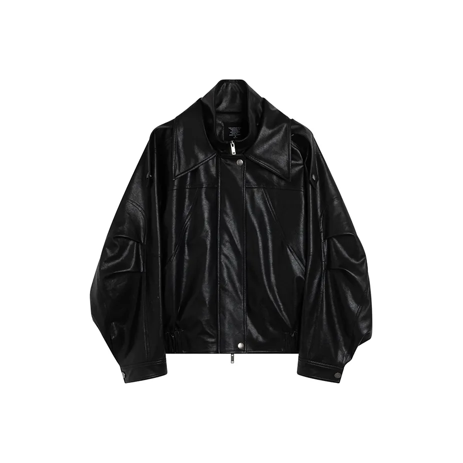 Ouyang Кожа Куртка Женская Черная