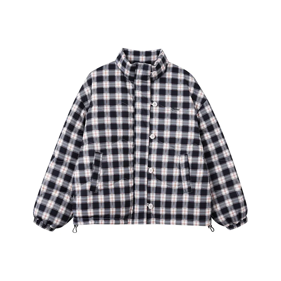 FPMZ Хлопковый пуховик женский черный синий в клетку