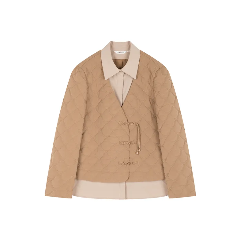 Mo Han Yi Mei Puffer Jacket Women's Khaki Plaid