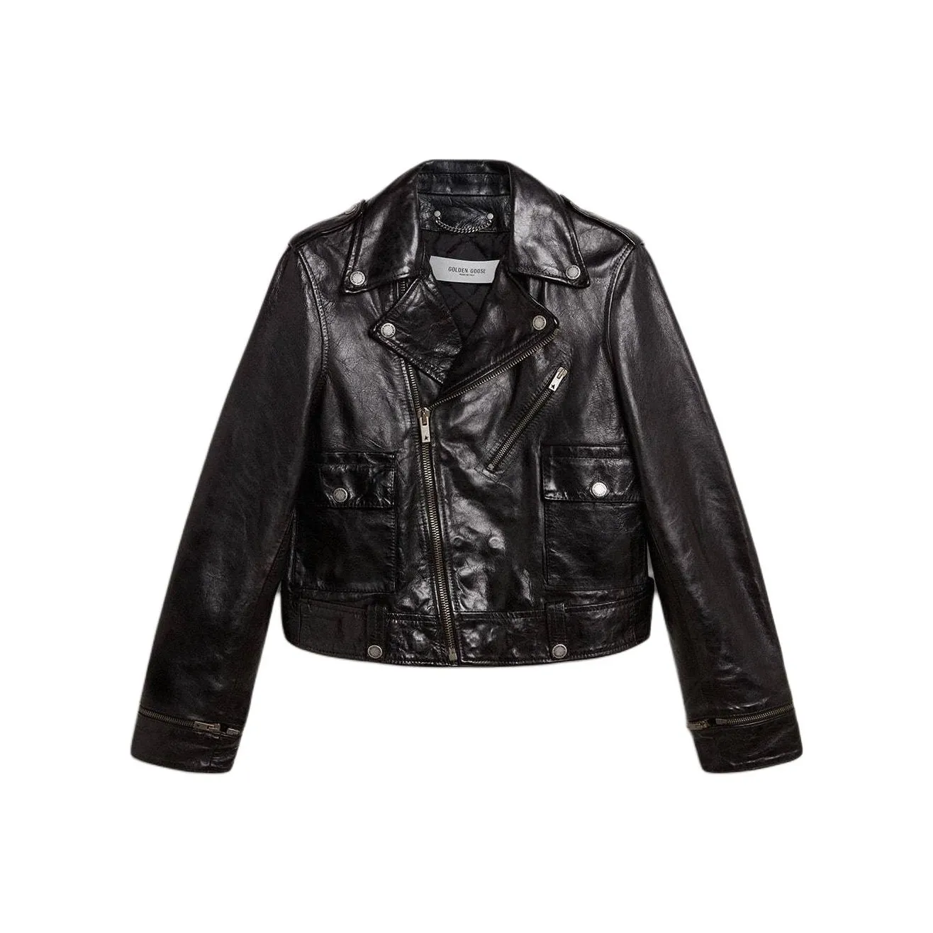Golden Goose Deluxe Brand Off Center Zipped Leather Jacket