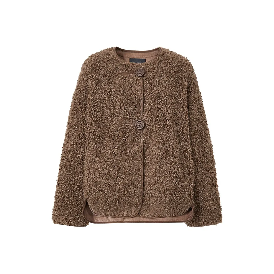 DESIGNICE Velvet feel Coat Women's Teddy Brown