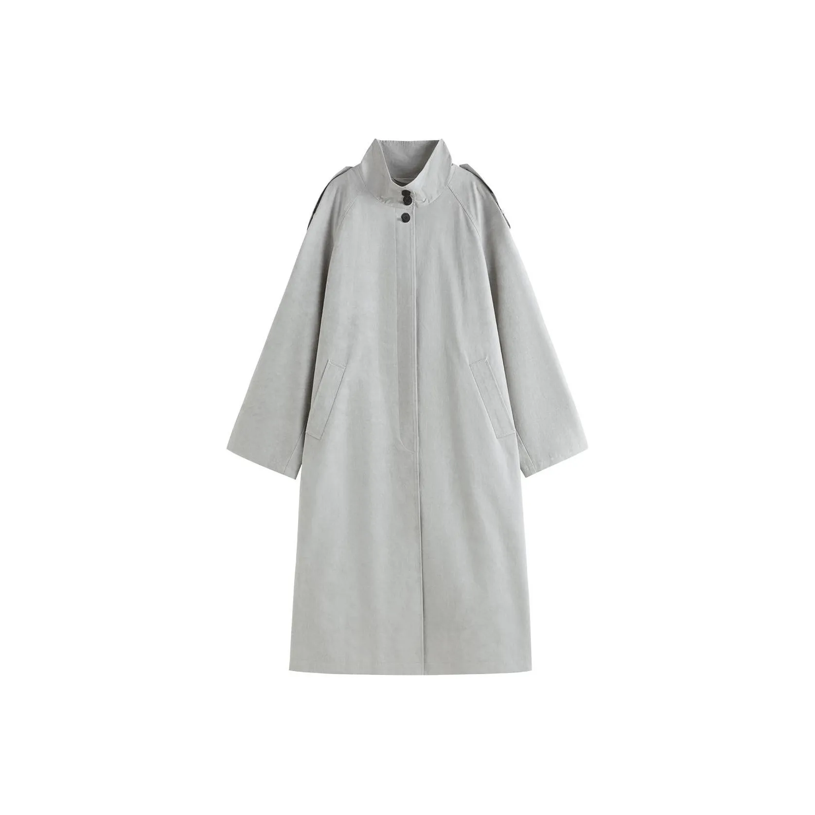 FANSILANEN Воротник-стойка Длинный рукав Тренчкот Женский Серый
