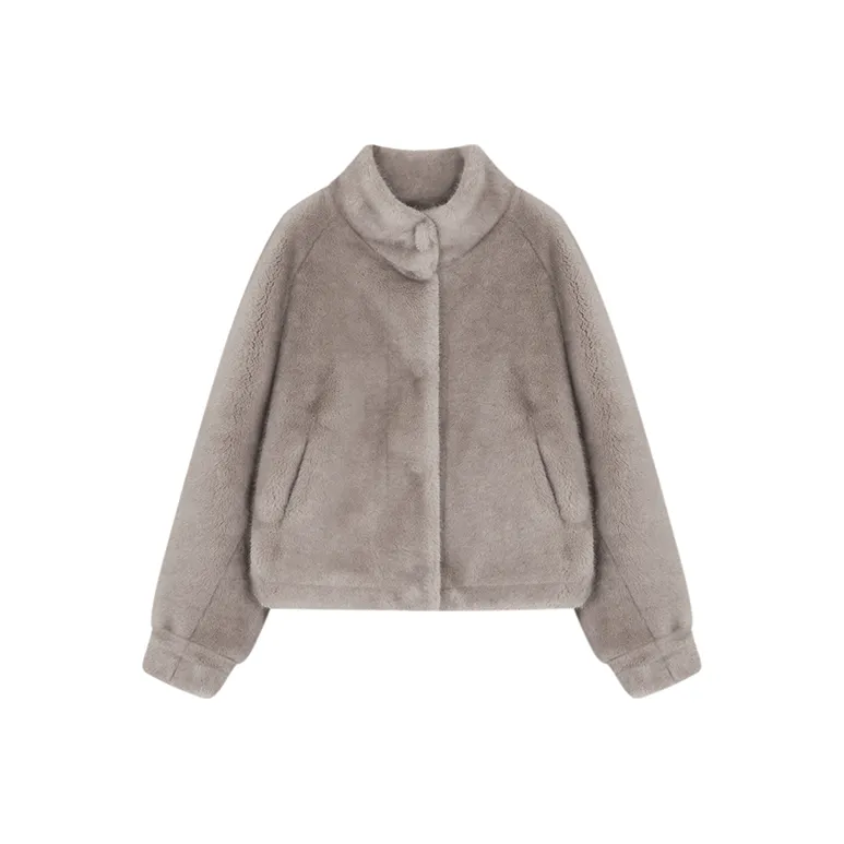 Mo Han Yi Mei Вельвет Feel Пальто Женское Премиум Серый