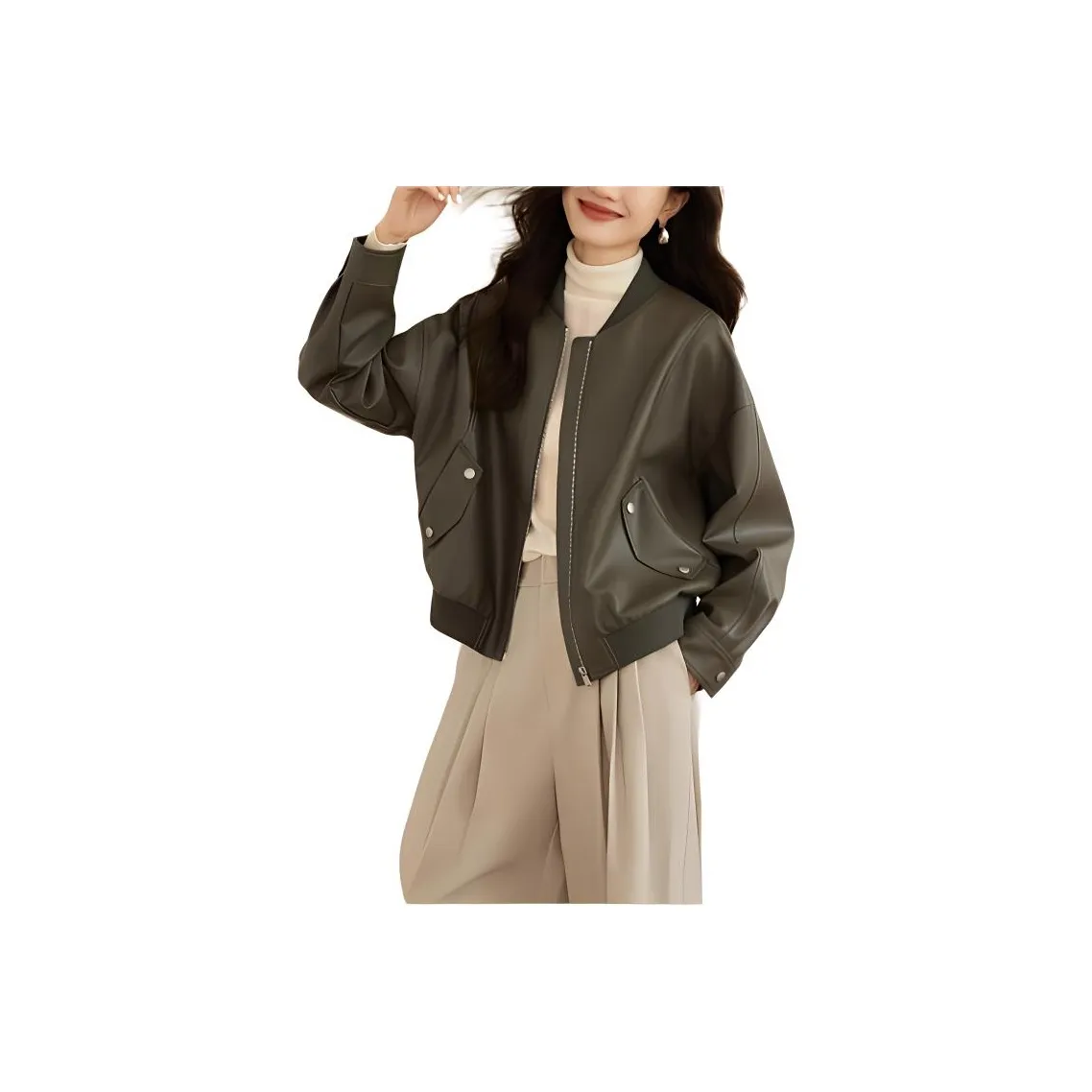 Mo Han Yi Mei Кожа Куртка Женская