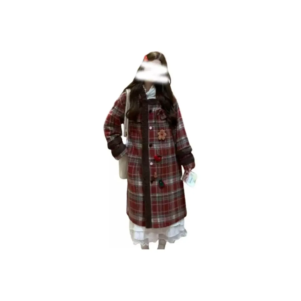 POPO.INFO Пальто Женское Красное Клетка