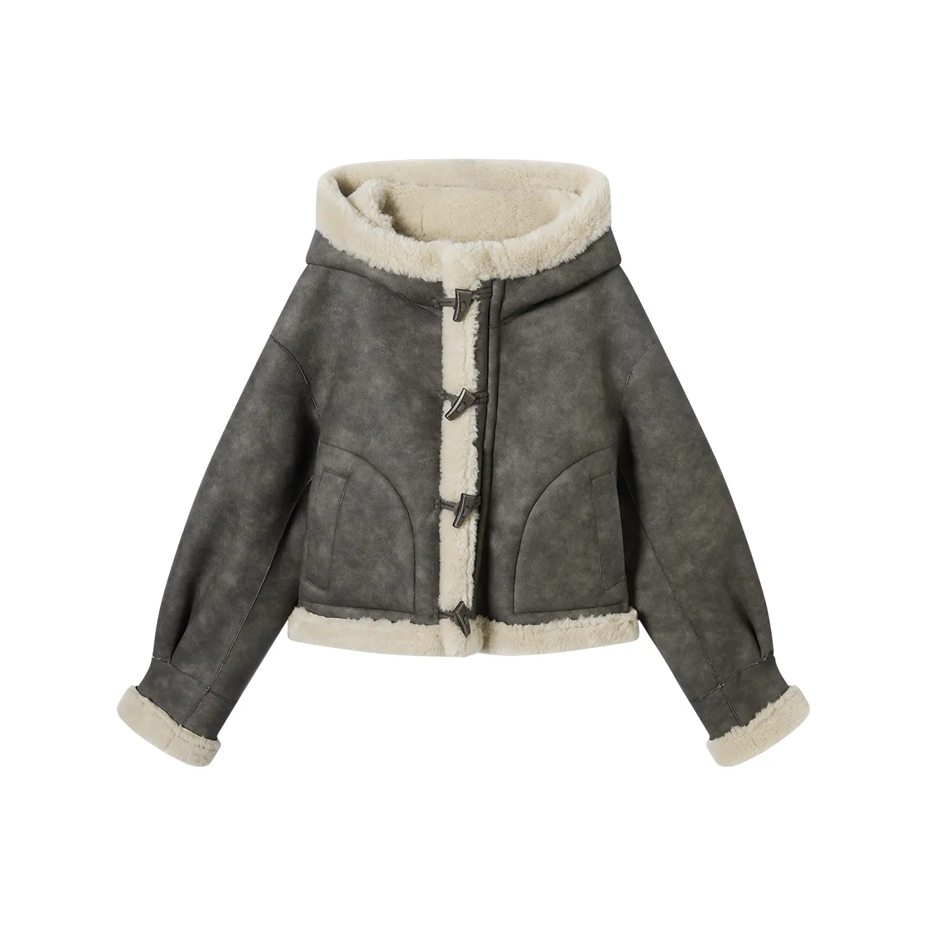 DIALOGUE Leather Jacket Women's Cream Beige
