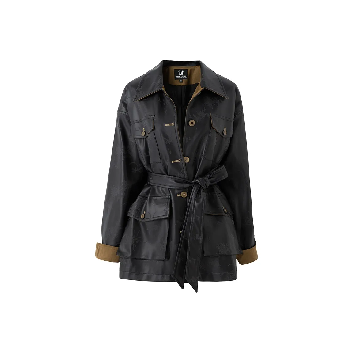 SOON FLOWER Leather Jacket Women's Black