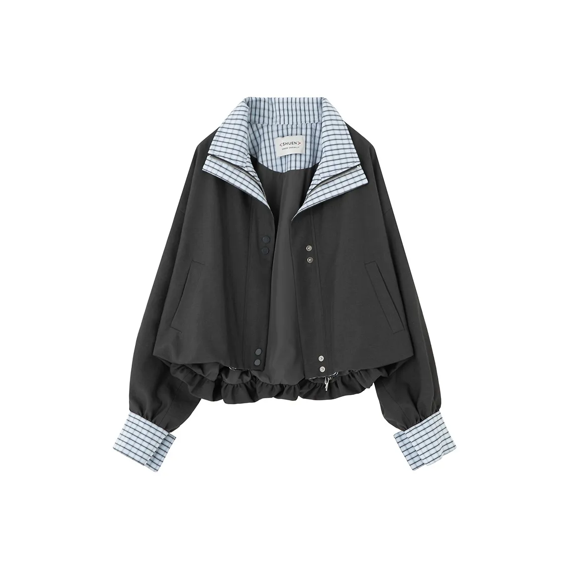 SOON FLOWER Весна Укороченная Куртка Женская Темно-Серый