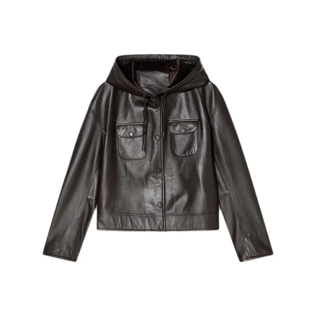 Goodland Кожа Куртка Женская Темный Кофейный