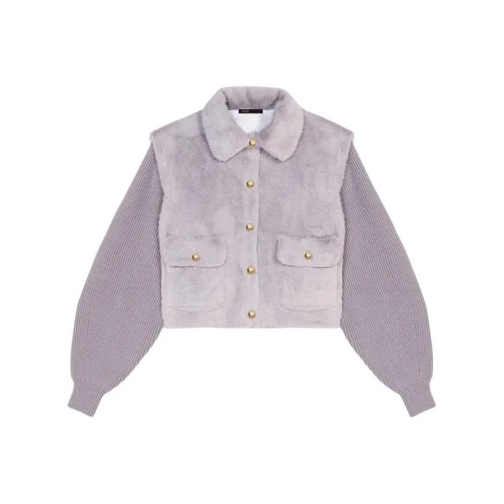 Maje Dual material Faux fur Jacket