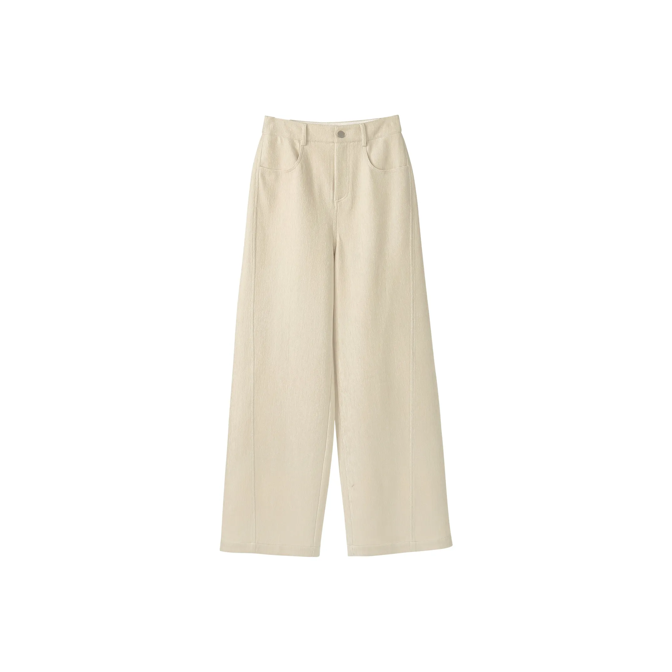 Fstudio Корейский стиль Прямой крой Минималистский стиль Удобный Повседневные брюки Женские Абрикос