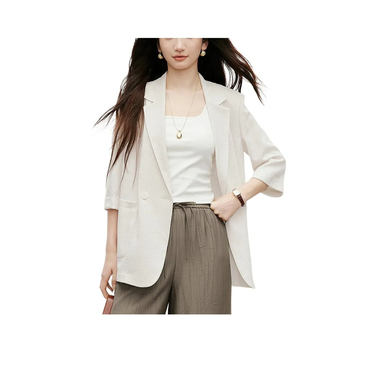 Hopeshow Бизнес-костюм женский светлый бежевый