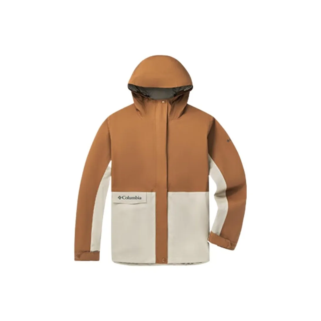 Columbia Waterproof, Windproof, Breathable, Abrasion Resistant, Lightweight Windbreaker Jacket Women's White Brown 224