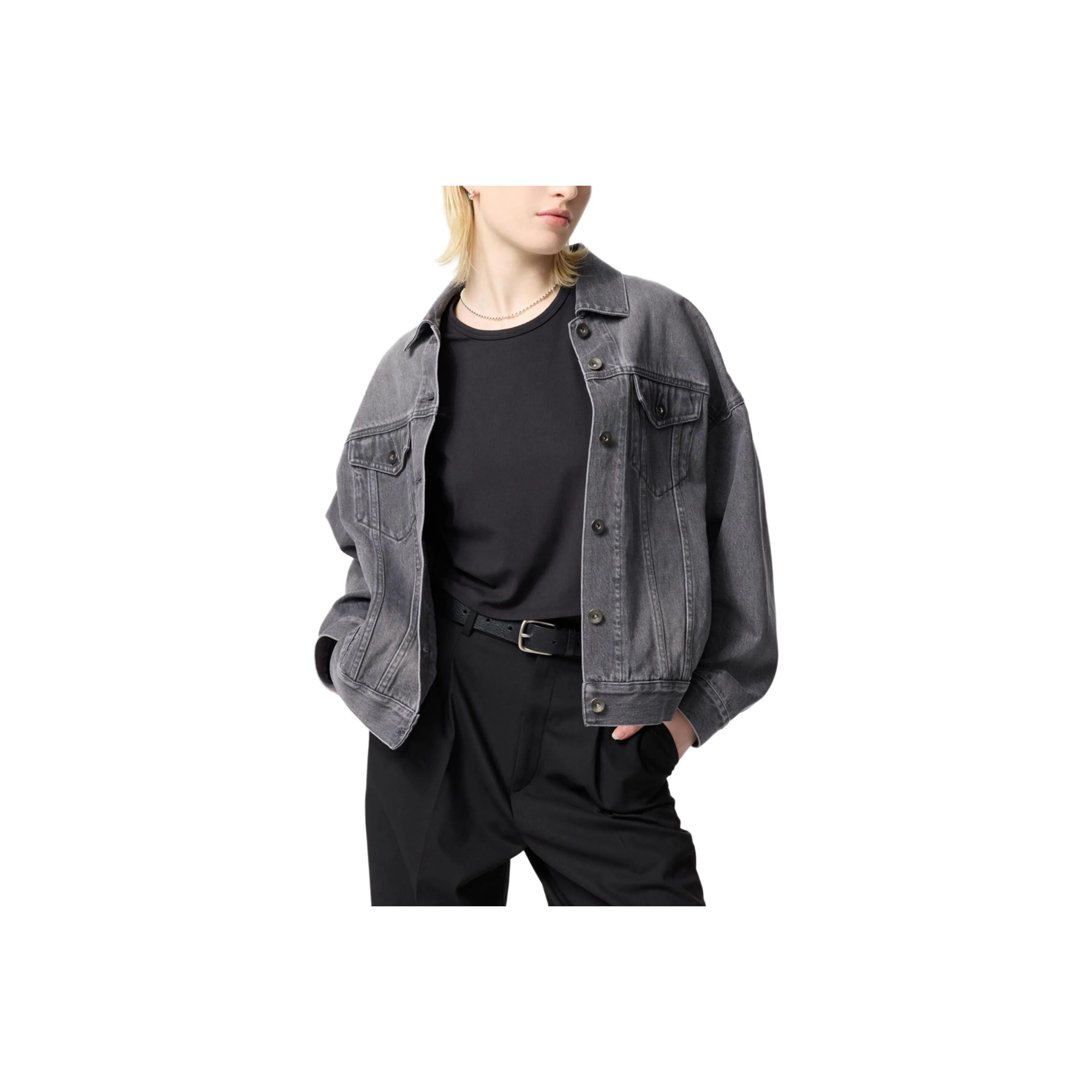UNIQLO Denim Jacket Women's Lead Gray