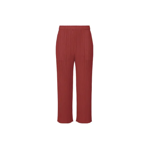 PLEATS PLEASE ISSEY MIYAKE Red Женские Повседневные брюки