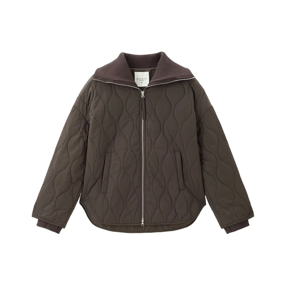 Giordano Хлопковый пуховик женский шоколадный коричневый