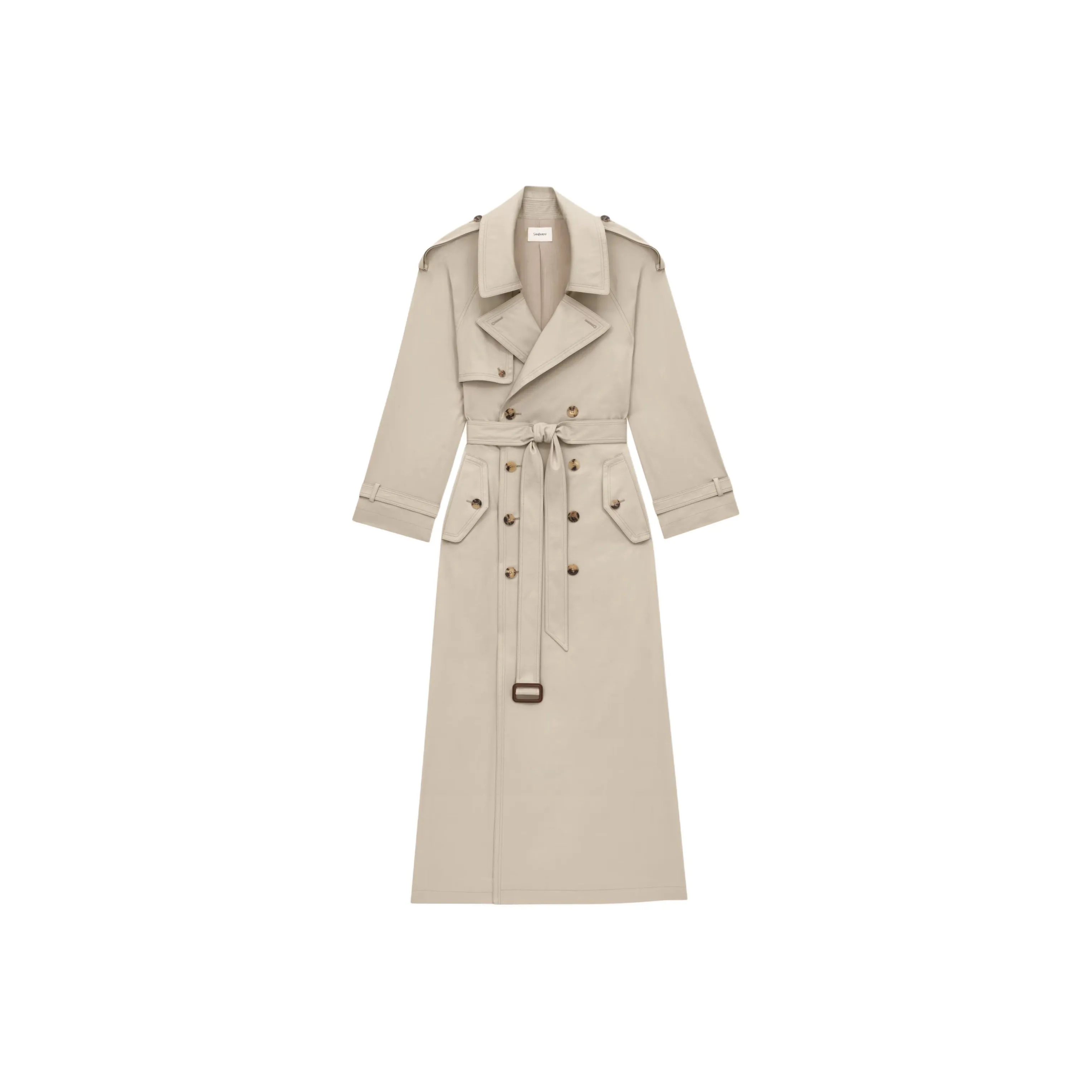 SAINT LAURENT Long Trench Coat 'Beige Clair'