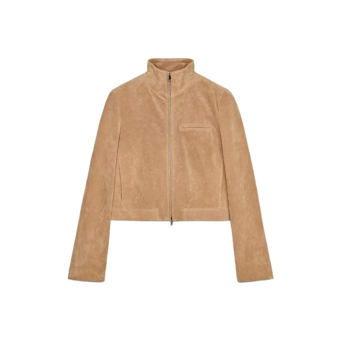 ZARA Leather Jacket Women's Light Beige