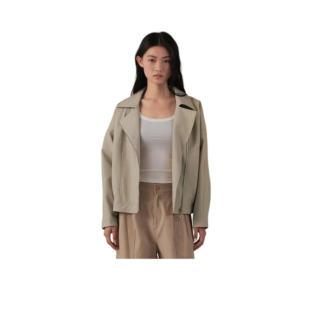 AYILIAN Кожа Куртка Женская Какао Абрикос