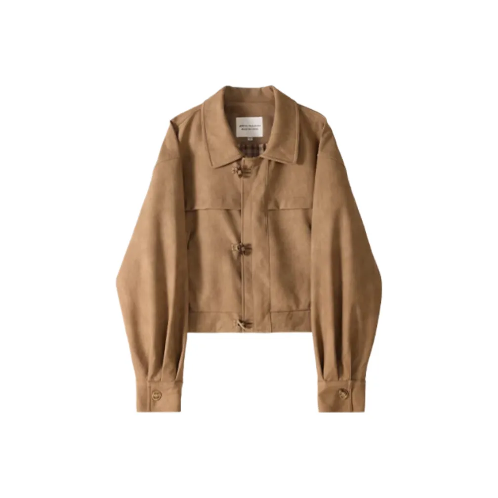 ALXNAN Кожа Куртка Женская Коричневая