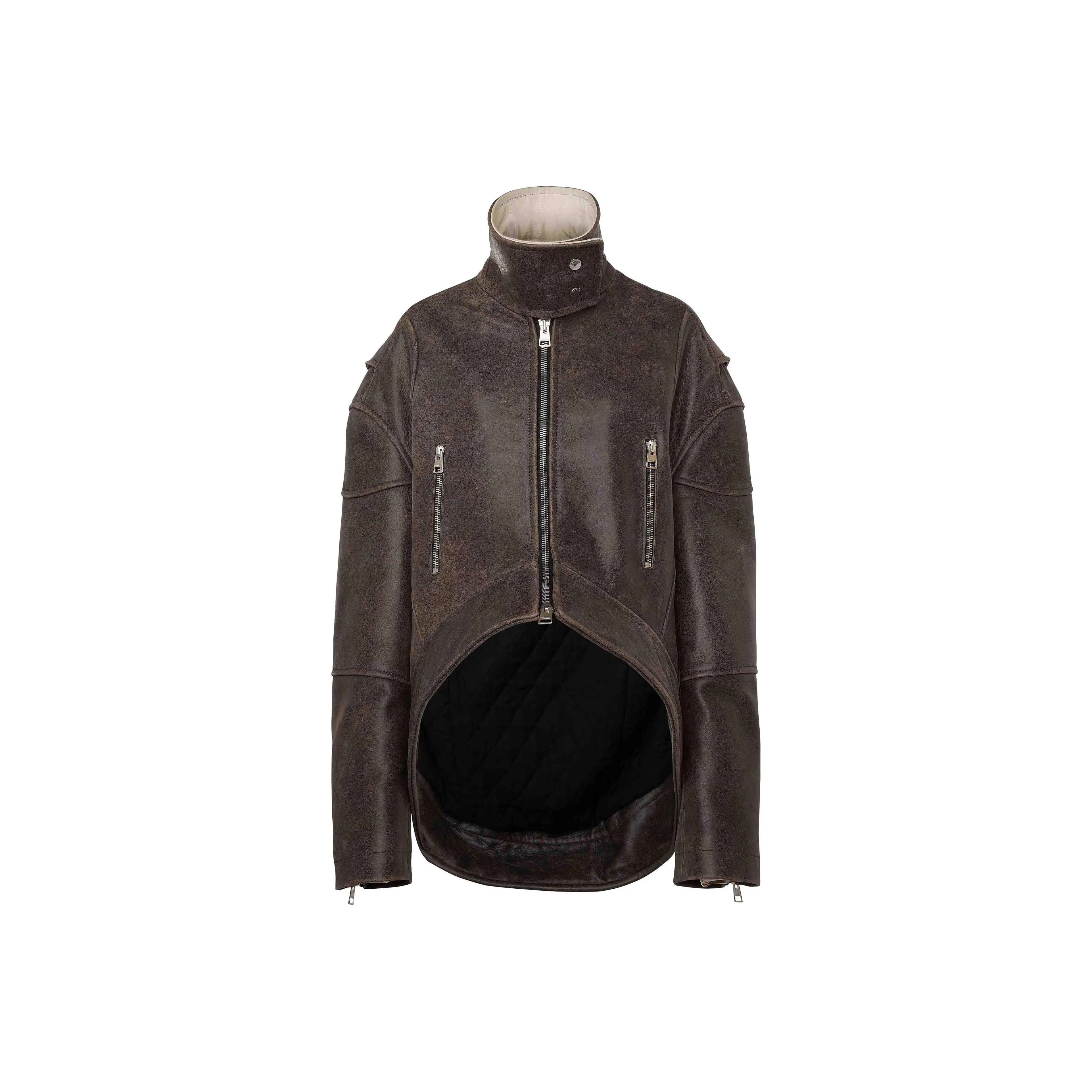 JW Anderson High neck Curved Leather Jacket