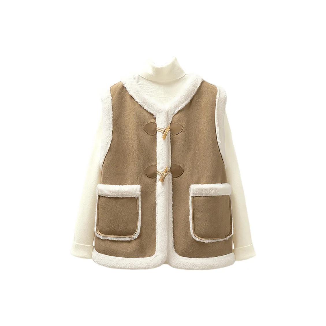 Cypress House Жилет Женский Светлый Кофейный и Экрю