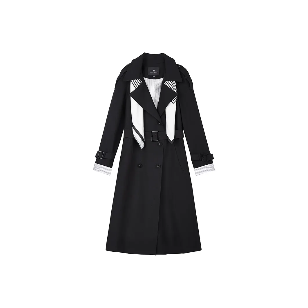 Yu Qianwen Trench Coat Women's Black