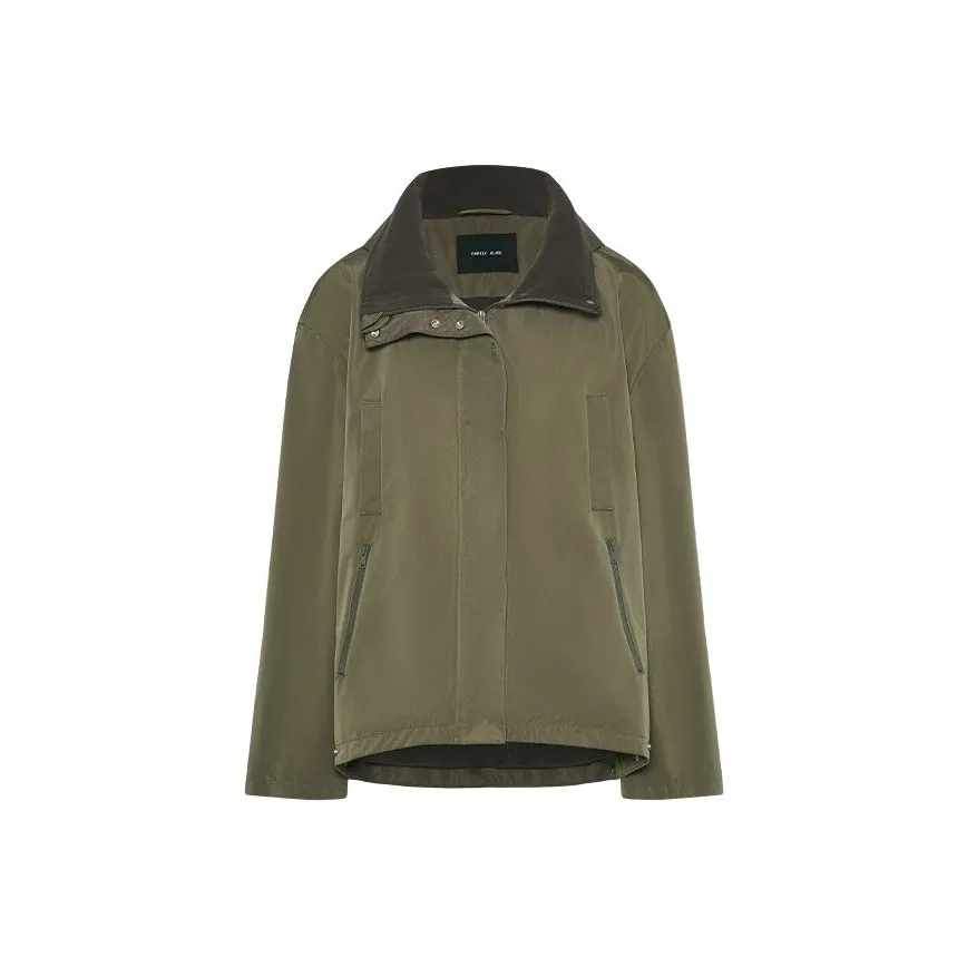 Rarely Alike Keep Warm From The Wind Windbreaker Jacket Women's Army Green