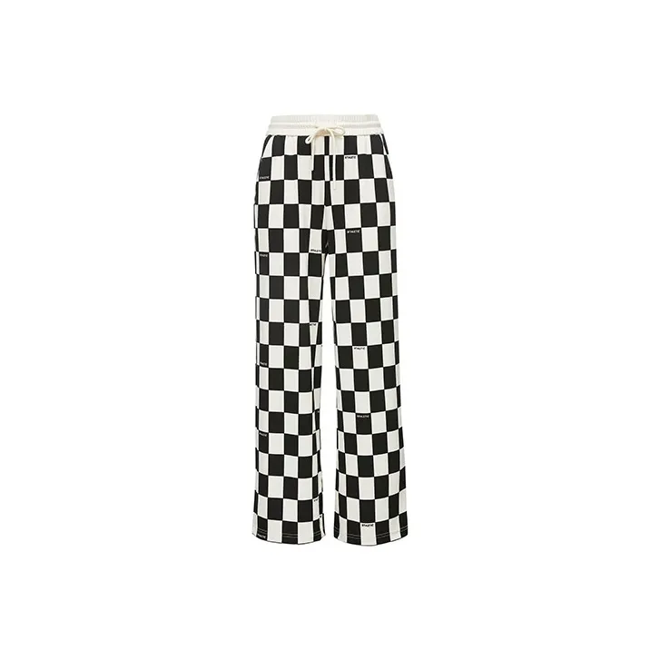 ONLY Casual Pants Women's Qis Black White Large Checkerboard CHECK_CHESS_BLACK_L