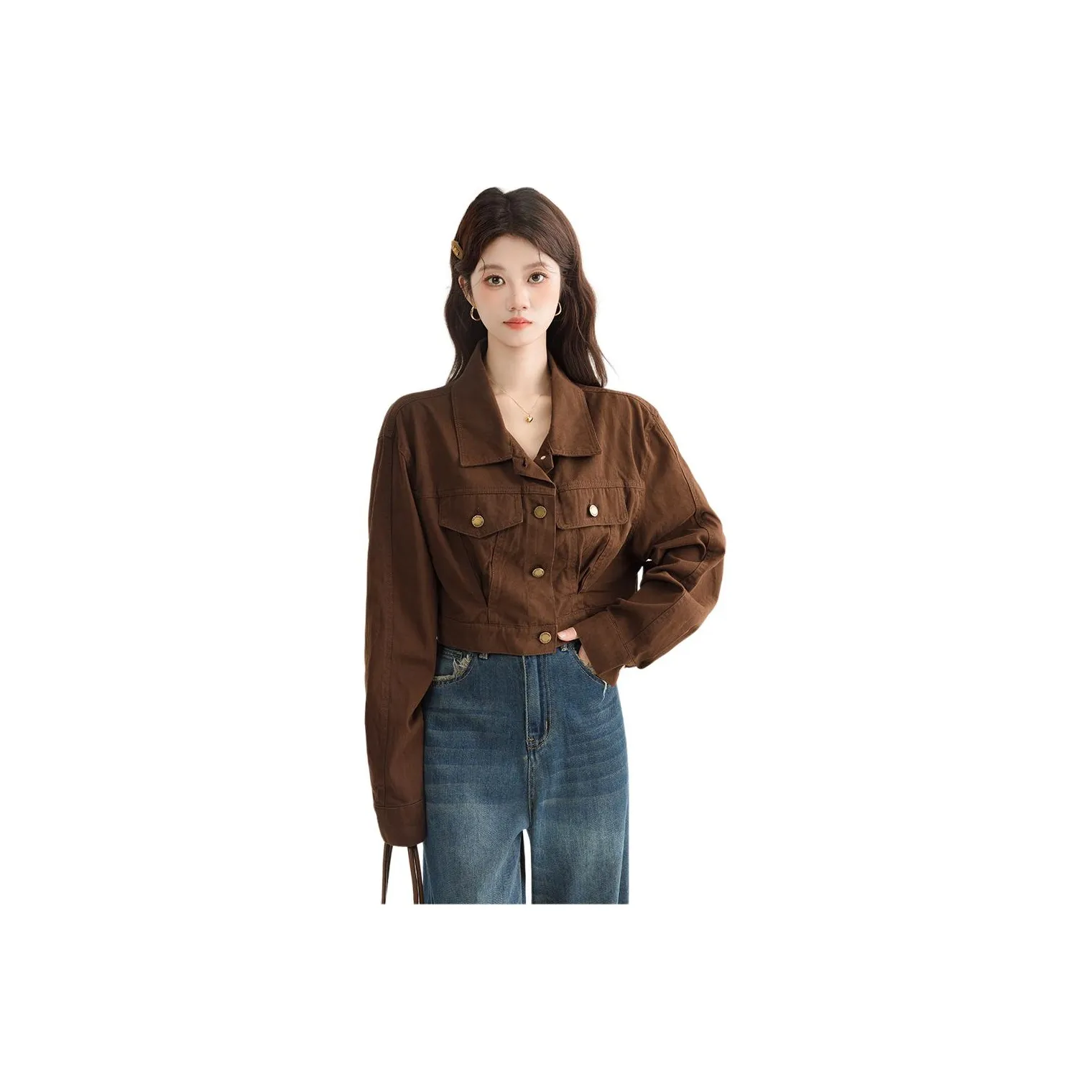 PLANE DRIFT Denim Jacket Women's Dark Brown