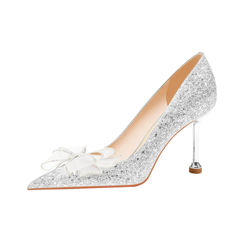Lan Miao Узкий каблук Высокие каблуки Женские Серебряные