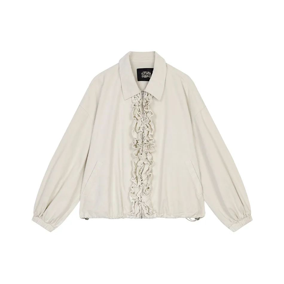 ELF SACK Cropped Coat Women's Oat Gray White