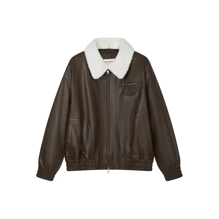 Teenie Weenie Кожа Куртка Женская Коричневая