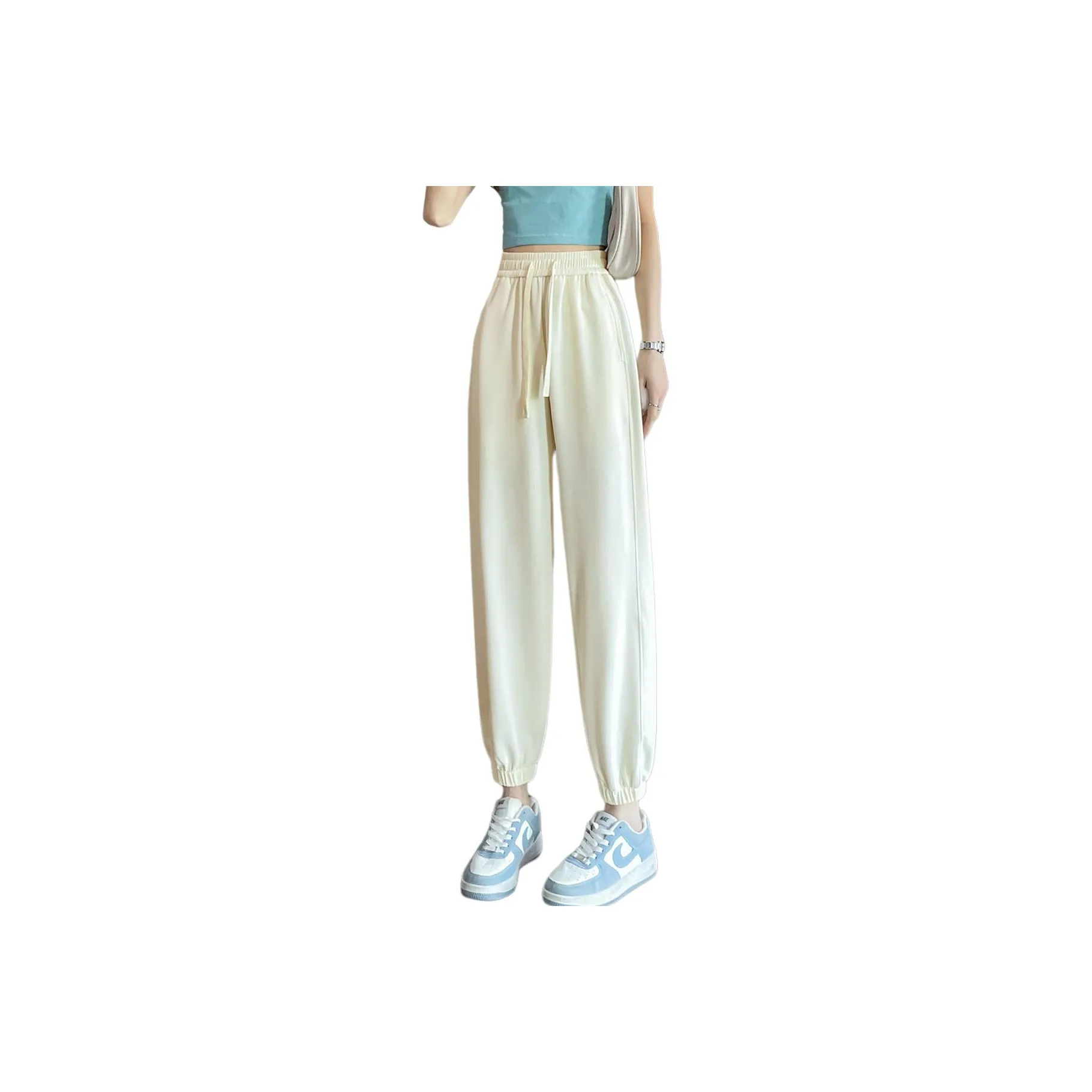 Muzi Casual Pants Women's Beige Apricot