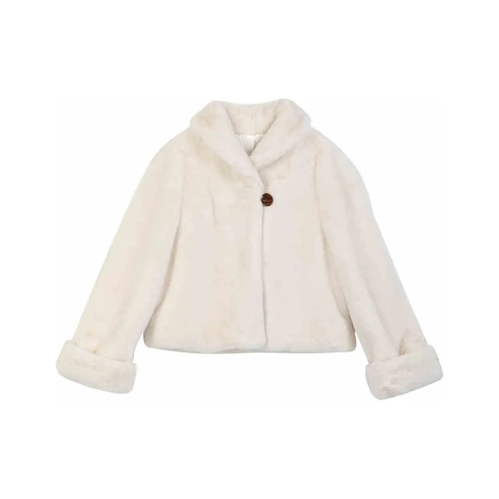 YICHENGFENGXU Вельвет Feel Куртка Женская Экрю Искусственный мех Топ