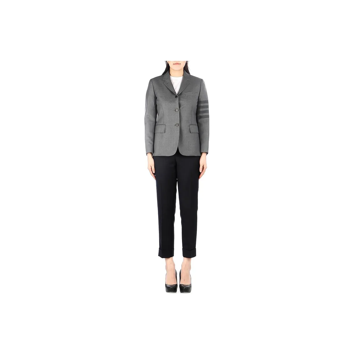THOM BROWNE High Waisted Straight Leg Pants