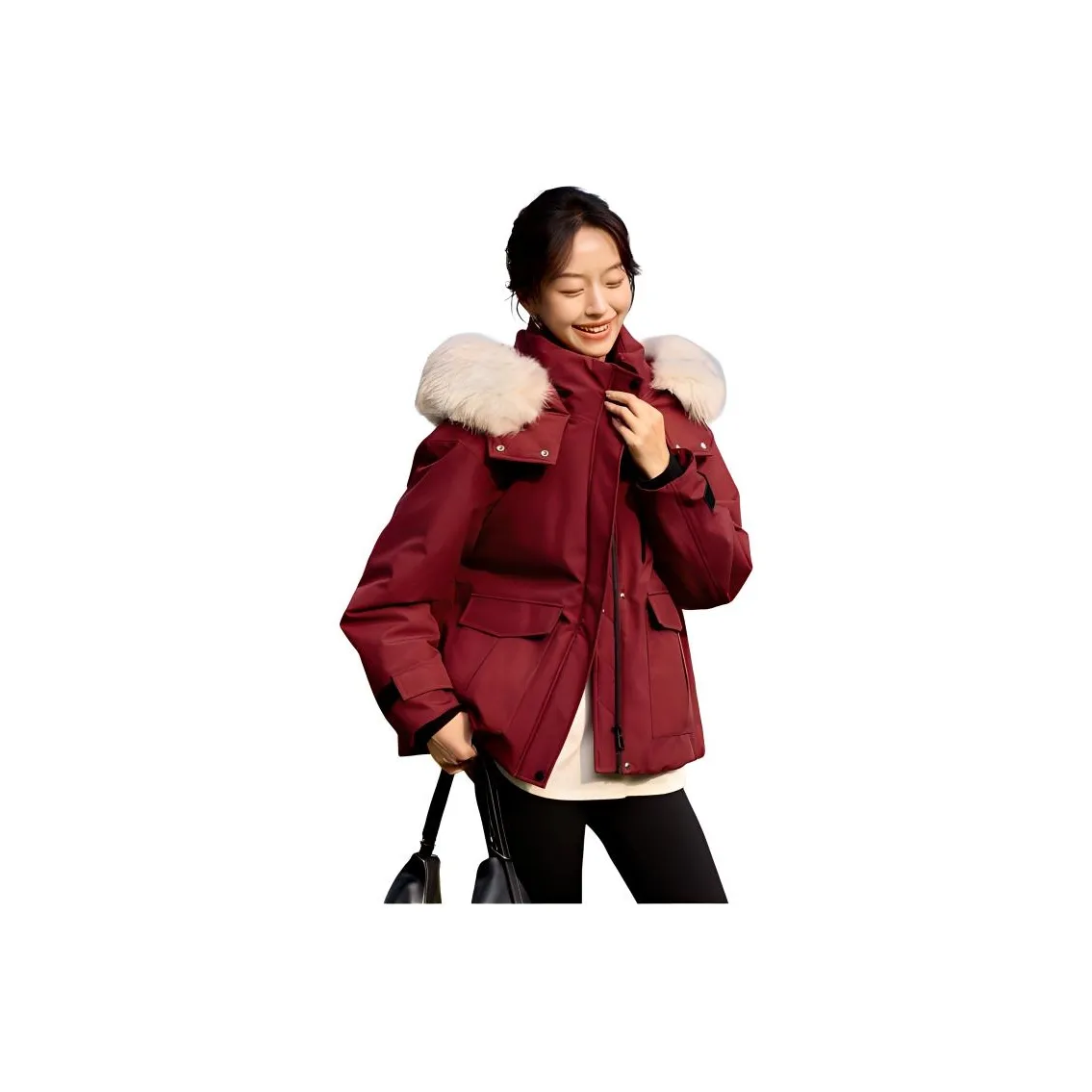 Mo Han Yi Mei Хлопковый пуховик женский винтажный красный