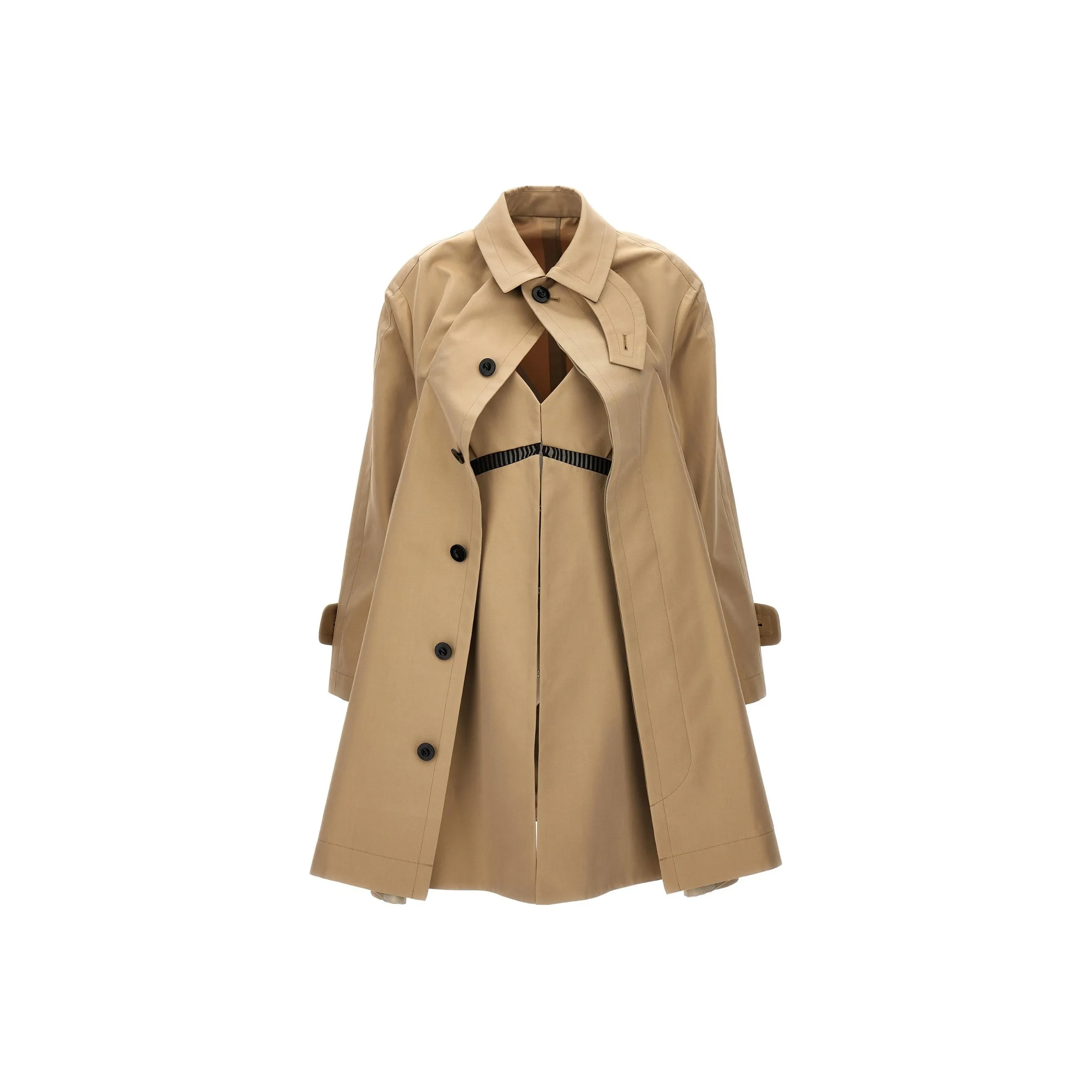 Sacai Dress underlayer Pleated Trench Coat