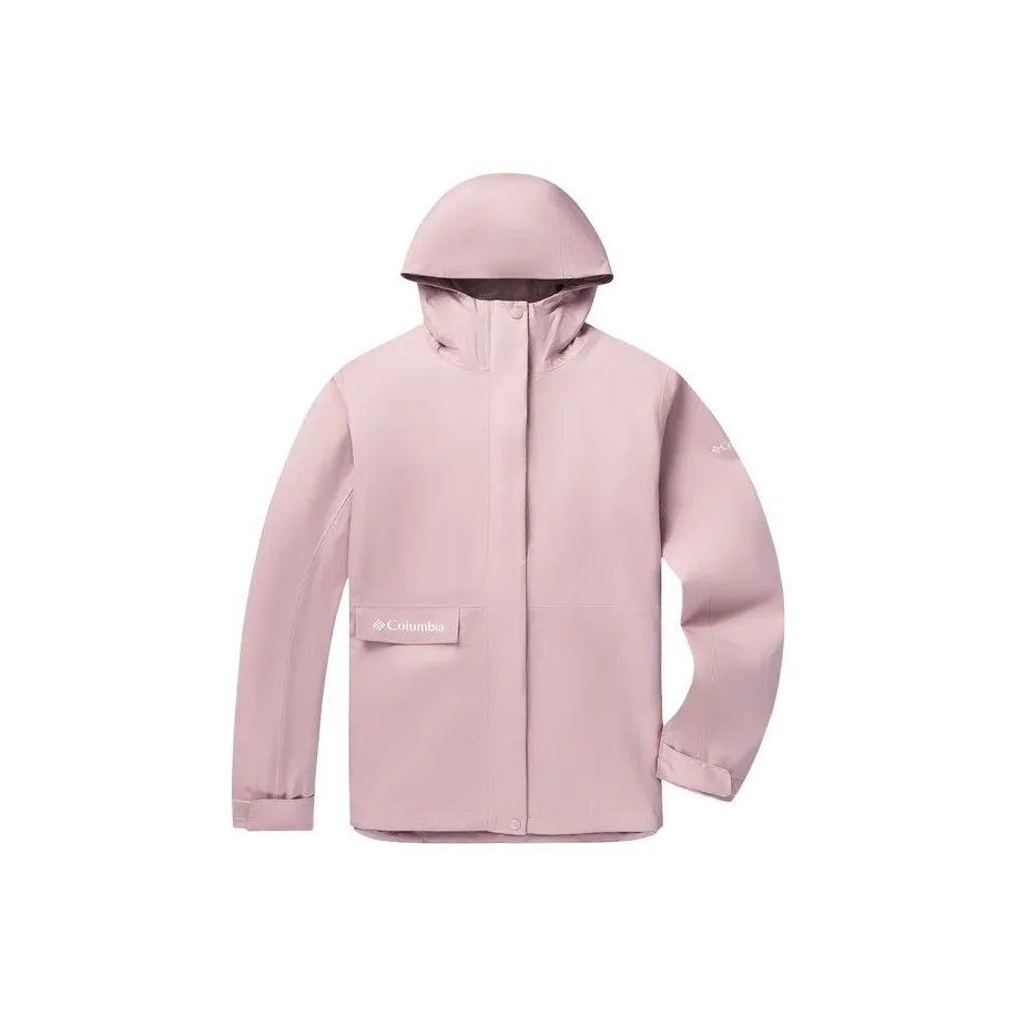 Columbia Hiking Water-Resistant Windproof Breathable Wear-Resistant Warm Rainproof Windbreaker Jacket Women's Pink
