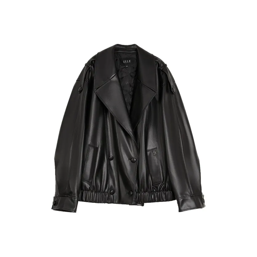 ELLE Кожа Куртка Женская Черная