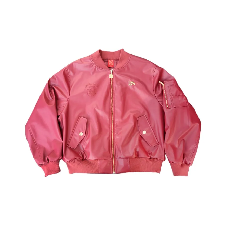 Anta Leather Jacket Women's Vermilion Red