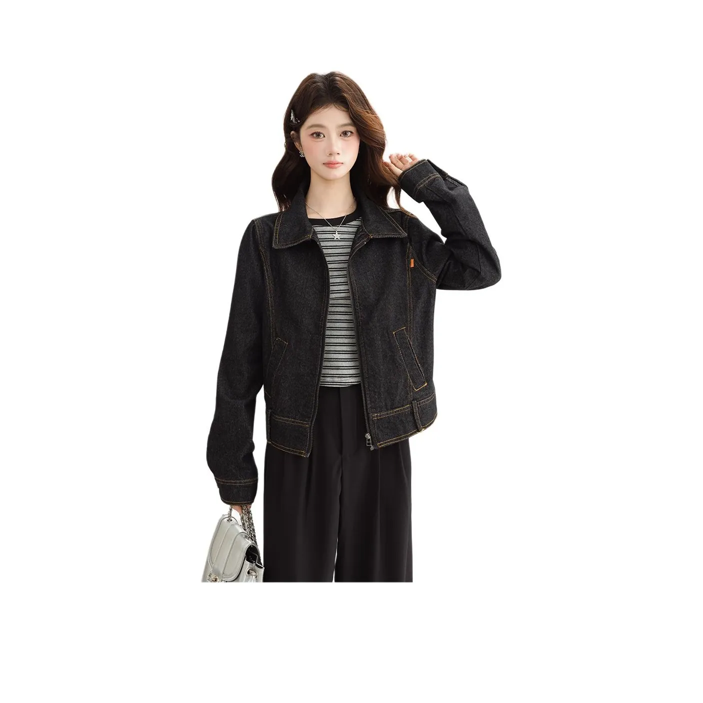 PLANE DRIFT Джинсовая куртка Женская Черная