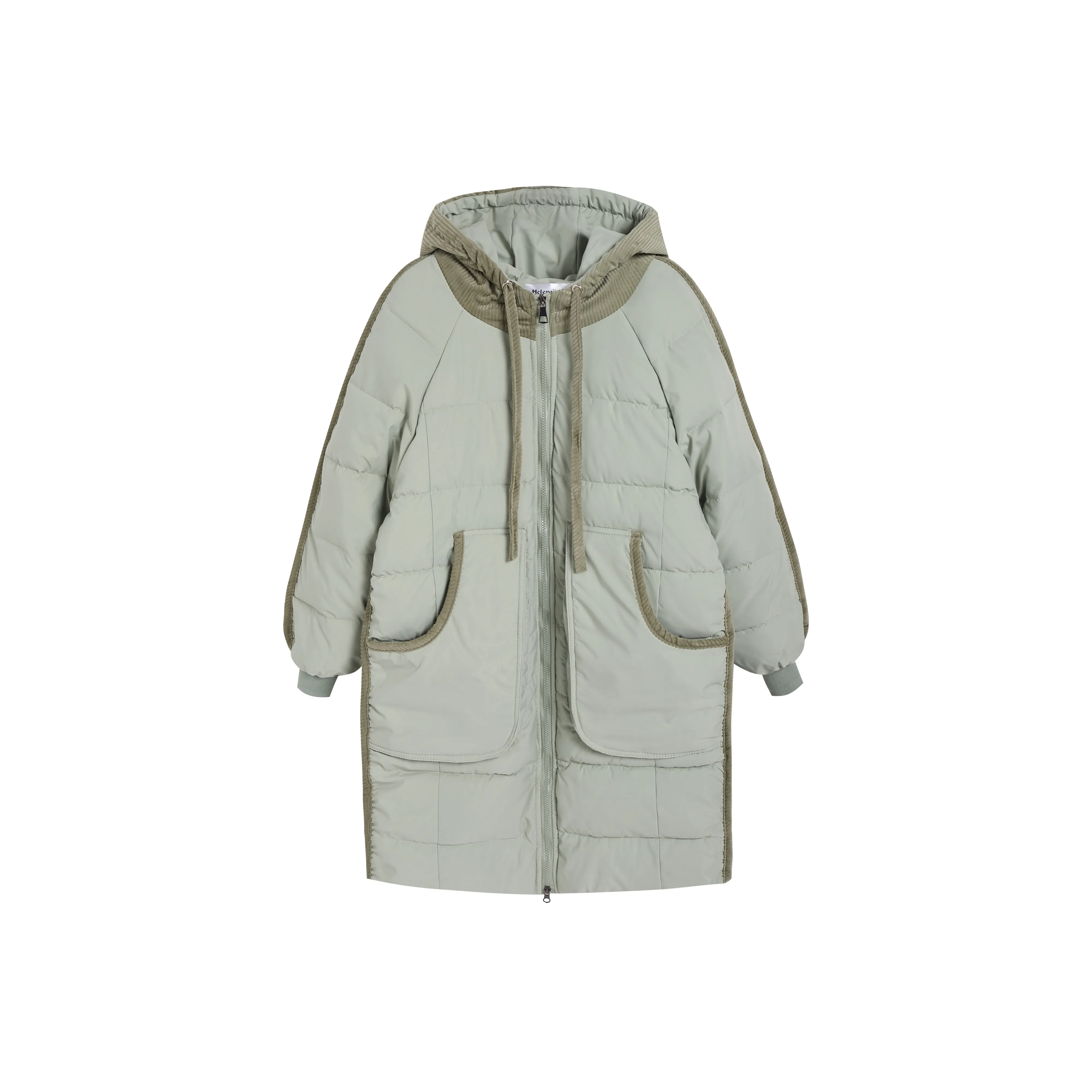 HEFENGJINYU Хлопковый пуховик женский цвет авокадо-зеленый