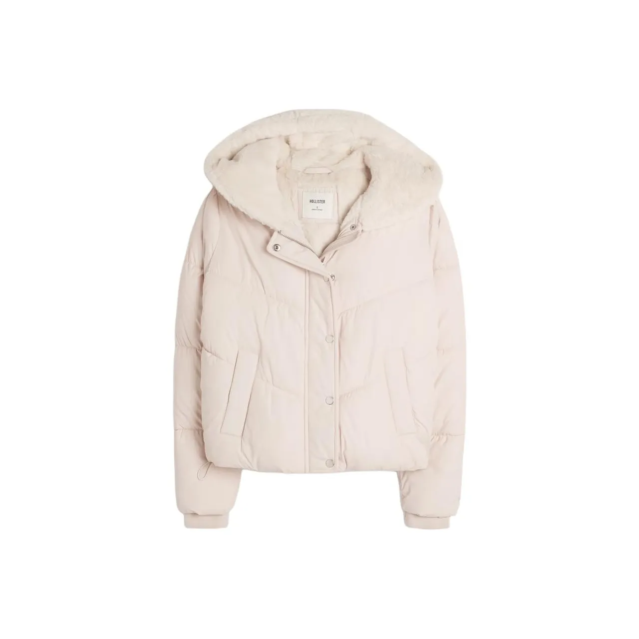 Hollister Puffer Jacket Women's Gray Pink