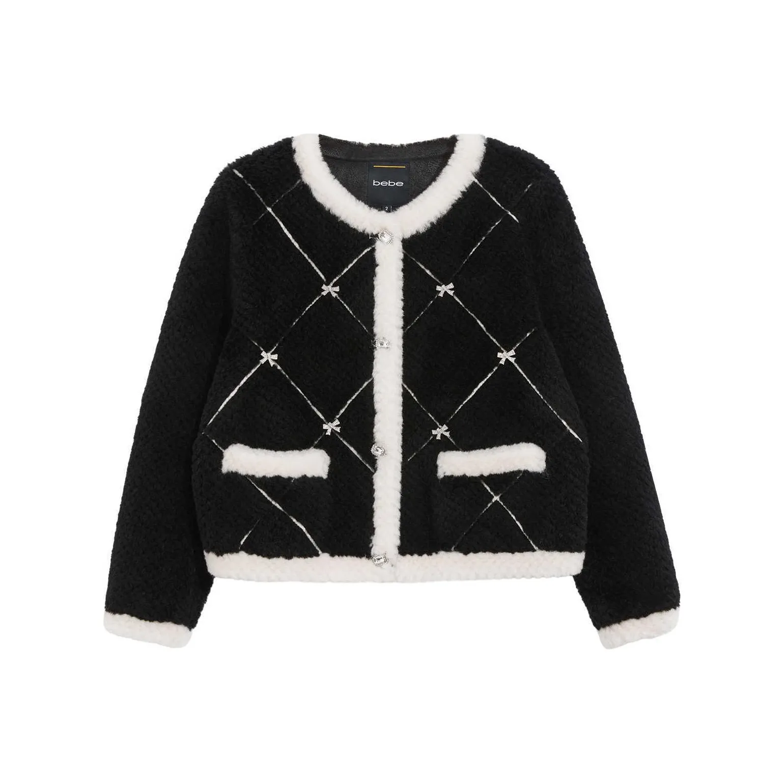 Bebe FW23 Velvet feel Coat Women's Black White