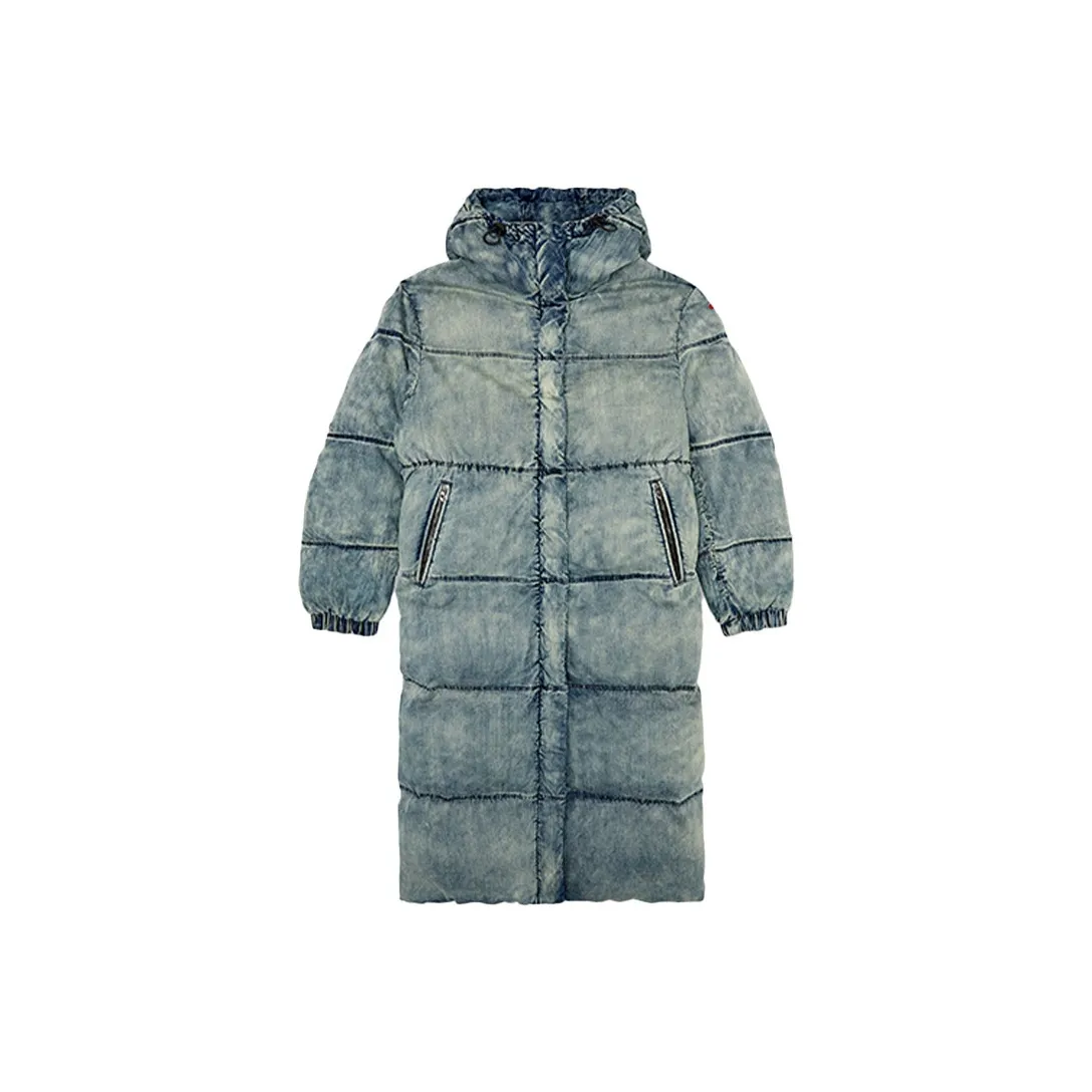 DIESEL FW24 Хлопковый пуховик женский светло-синий выцветший