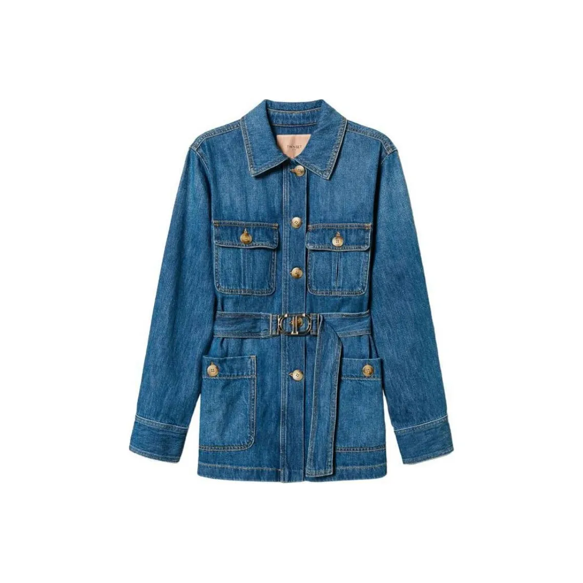 Twinset Safari Style Belted Denim Jacket