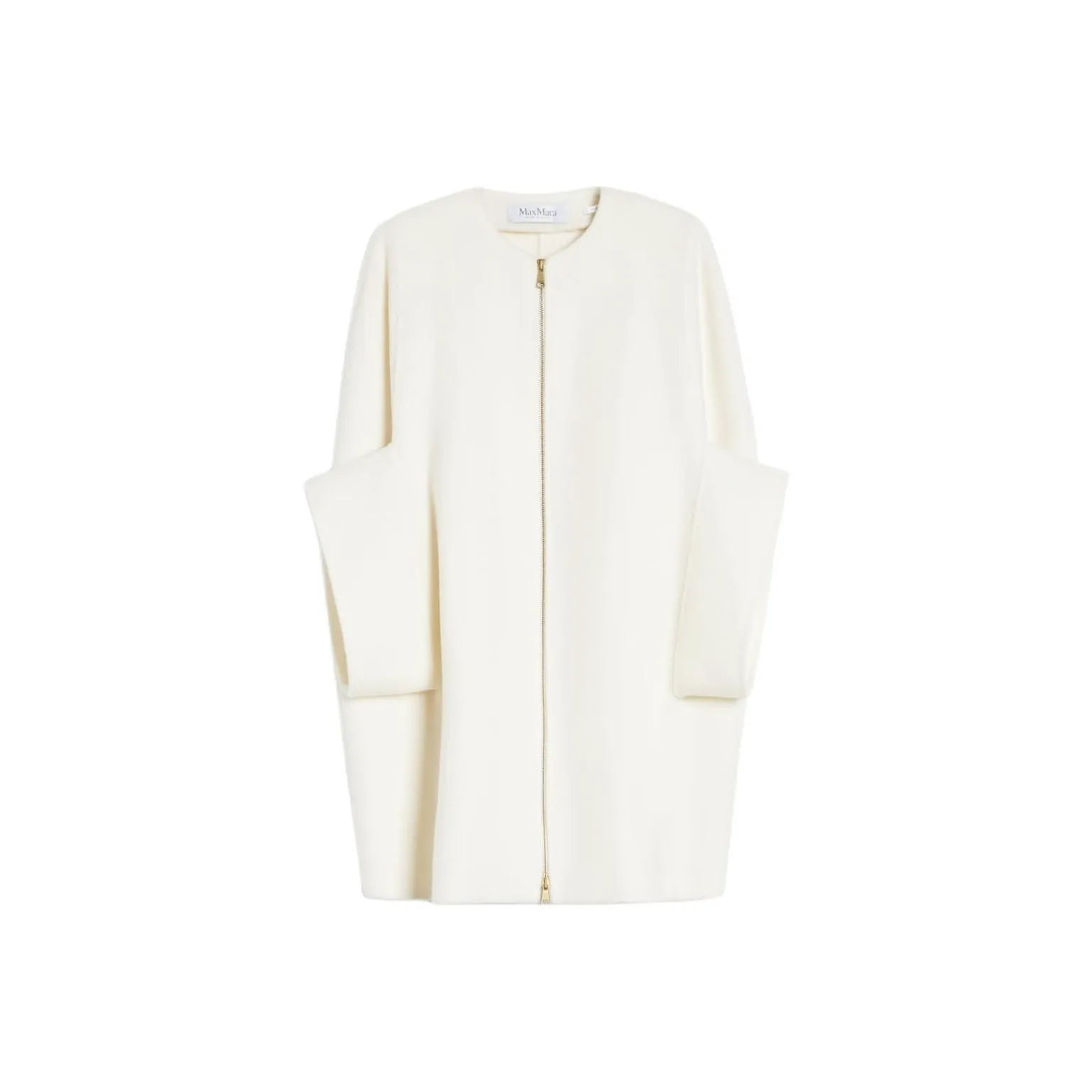 Max Mara Placido Zip Up Crewneck Short Sleeved Coat