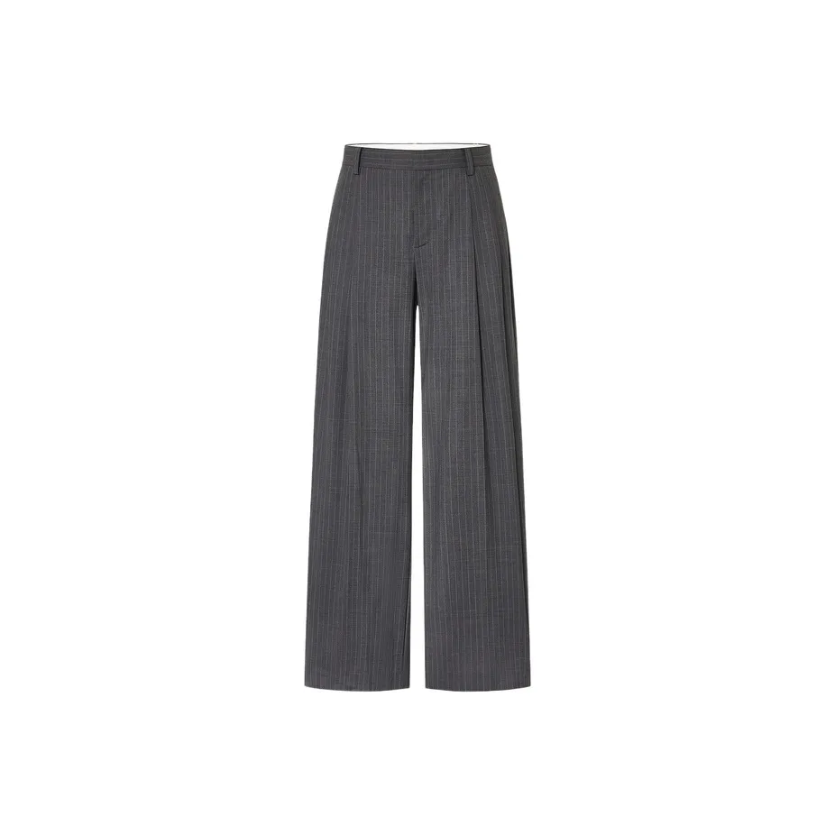 MOCO Casual Pants Women's Gray White Stripes