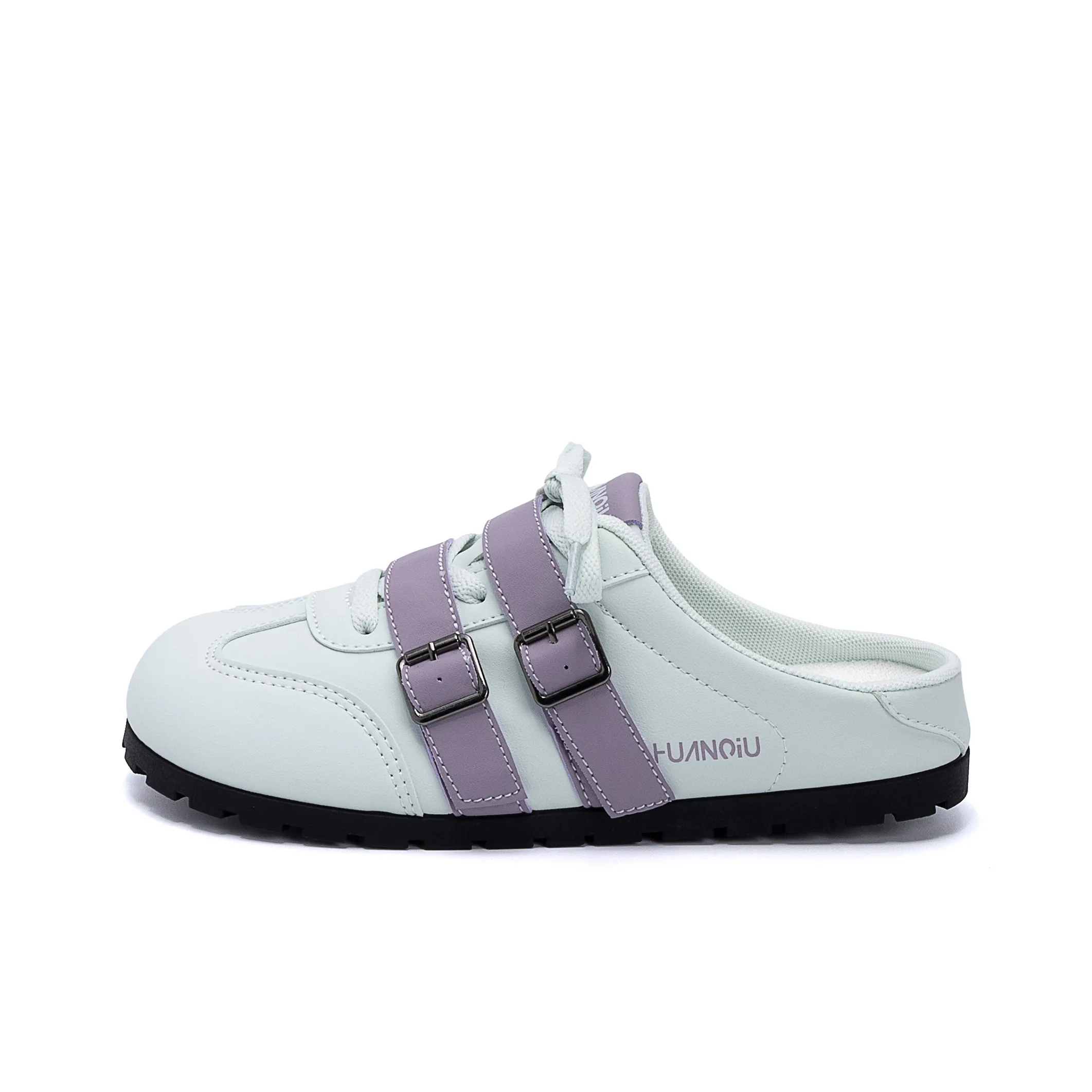 HUANQIU Кожаный пэчворк шов тихие противоскользящие домашние тапочки для женщин